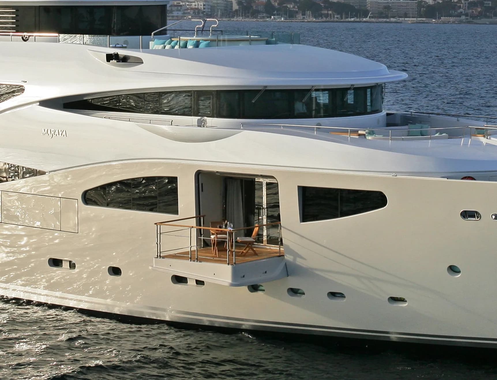 Owner's stateroom balcony lowered