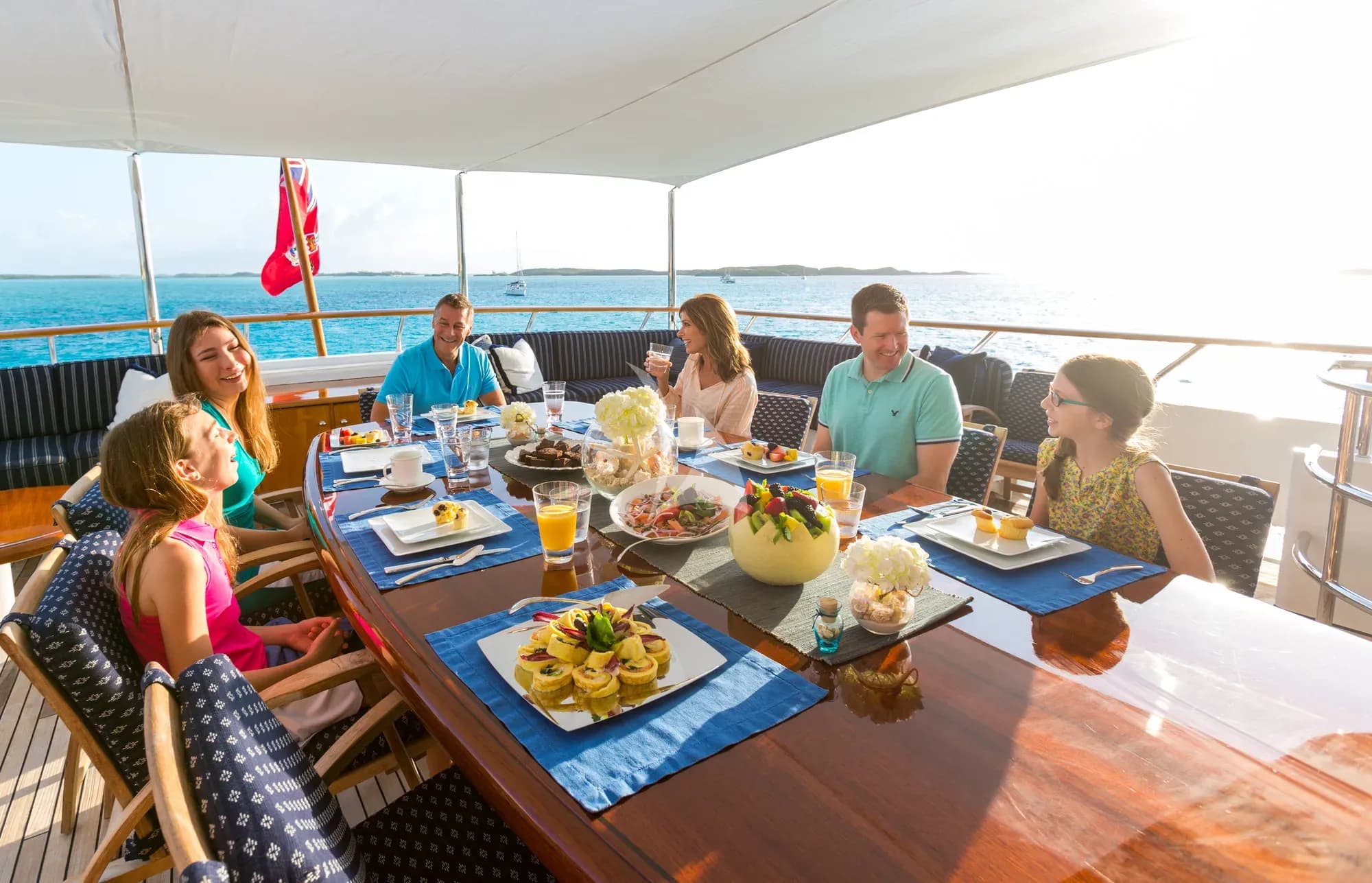 Lady J al fresco dining bridge deck aft